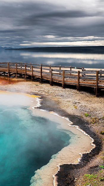 yellowstone, gejzír, Wyoming, gőz, geotermikus, tájkép, természet, forró, víz, vulkanikus, ég