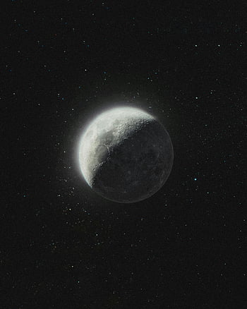 Moon, night sky, half moon, star-filled, celestial charm, glowing moon, night scene, astronomy, celestial body, space photography, lunar surface