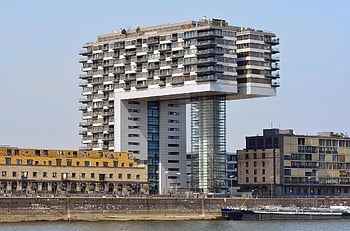 Kolín nad Rýnem, Jeřábové domy, řeka rine, rhine, architektura, budova, město, městský, mrakodrap, Německo