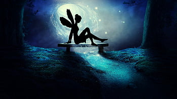 fairy, wings, bench, magic, enchanted Forest, mystical, fairy Tale, spiritual, forest, glade, beam Of Light