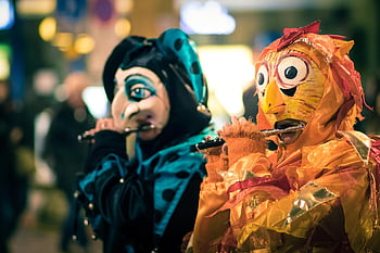 ao ar livre, tradição, fasnacht, Basileia, carnaval, tubos, tradicional, Suíça, noite