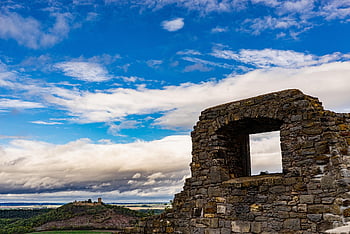 Zřícenina hradu Mühlburg, Pohled na hrad Same, hrad, zřícenina, výhled, nebe, Zajímavosti, Durynsko, Německo