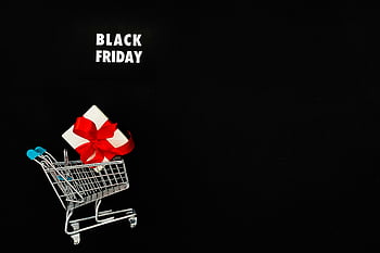 venerdì nero, regalo, carrello della spesa, Vendite stagionali, sfondo nero, Mini carrello, shopping natalizio, concetto di vendita, offerta promozionale, Affari al dettaglio, stagione dello shopping