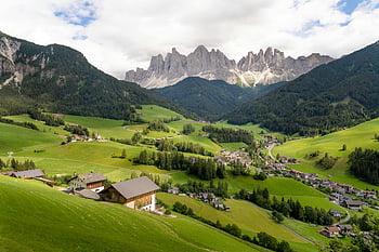Santa Maddalena, Val di Funes, Dolomites, Italy, lush green valleys, dramatic peaks, Trentino-South Tyrol, scenic view, alpine landscape, mountain village