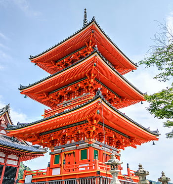オレンジ寺院、 清水寺、 京都日本、 活気のあるパゴダ、 ランドマーク、 伝統的な建築、 日本のお寺、 赤い構造、 文化遺産、 旅行先、 史跡