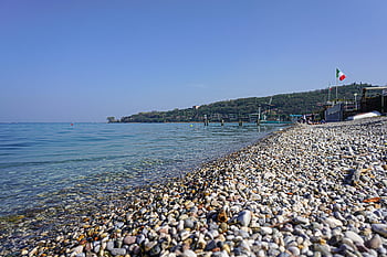 pebble Beach, salted, italian Flag, italian Lake, lake Garda, walk To The Lake, lakefront, a Trip To The Lake, nature, garda, lake Landscape