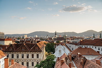 austria, nature, graz City, buildings, skyline, mountains, houses, roofs, town, old Town, cityscape