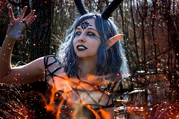 demon, horn, cosplay, kvinne, pike, kostyme, sminke, heks, succubus, Kvinnelig demon, djevel