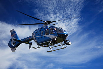 blue and white helicopter, police helicopter, clear sky, sunny day, aerial patrol, blue helicopter, white helicopter, police aircraft, flying helicopter, sky patrol, law enforcement