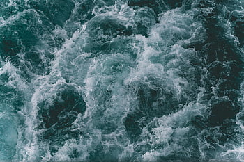 vlny oceánu, Silné vlny, dynamický pohyb, modré odstíny, moře, letecký pohled, textura vody, vlnové vzory, povrch oceánu, Přírodní krásy, mořské krajiny