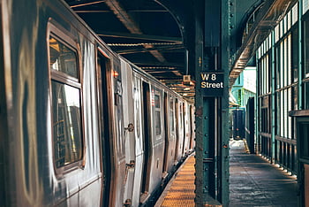 Silver Train, W8 Street, subway station, urban transportation, modern train, city subway, platform, urban transit, public transport, train station, subway platform