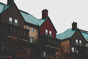 modern urban apartment, teal metal roofs, balconies, brown houses, beige houses, distinctive teal roofs, urban housing, modern architecture, apartment buildings, teal roofs, urban living