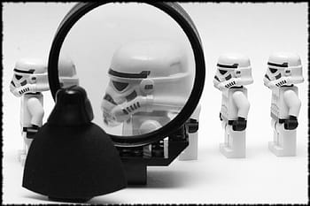 lego, hvězdné války, stormtroopers, darth vader, inspekce, Zvětšovací sklo, Černý a bílý, prozkoumané, sigma 105 mm, helma, bezchybně bílá