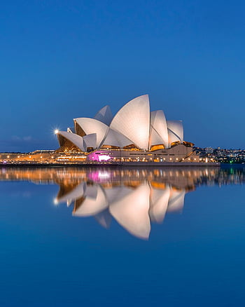 Opera v Sydney, Austrálie, soumrak, odraz, Kultovní architektura, nádherný výhled, voda, mezník, cíl cesty, večer, panoráma města