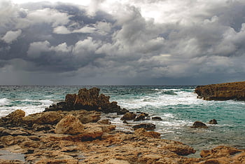 tempesta, spiaggia, rocce, costa, riva, scenario, mare, natura, riva del mare, orizzonte, tempo metereologico