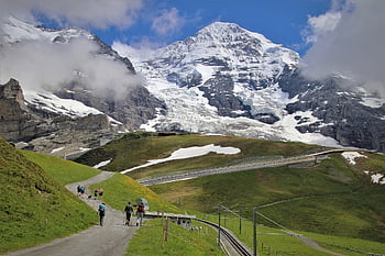 the Glacier, trail, mountains, tourism, snowy, the Alps, trekking, walking, railway Rails, landscape, jungfrau