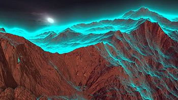 mountains, aurora, night, moon, sky, wind, night Sky, light, meditation, nature