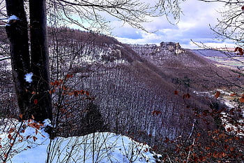 hrad, sníh, zimní, panoráma, baden-wuerttemberg, středověk, výhled, túra, Příroda