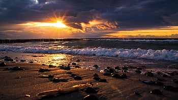 sunset, romantic, sea, baltic Sea, north Sea, mecklenburg, germany, beach, love, vacations, ocean