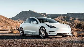 tesla, car, road, white Car, vehicle, auto, automobile, electric Car, car Wallpapers, tesla Model 3, trading
