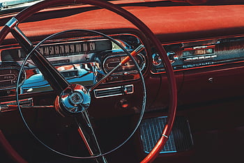 Vintage konvertibilní, volant, Klasický design, přístrojová deska, hnědá a černá, detail, interiér vozu, retro auto, Historické auto, klasické auto, Podrobnosti palubní desky