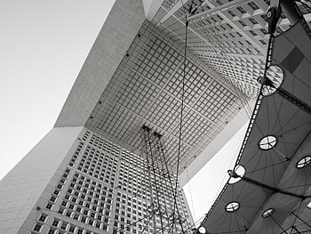 grand Ark, building, monument, architecture, monumental, modern, roof, city, paris, monochrome, la Defense