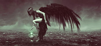 fantasy, angel, dark, mysterious, surreal, mystical, woman, mood, female, girl, wing