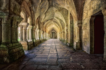 manastır, koridor, sütunlar, orta Çağlar, mimari, taş