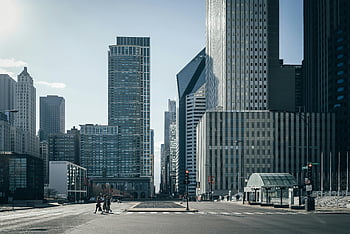 Chicago Stadtbild, städtische Skyline, hoch aufragende Wolkenkratzer, Ruhige Street View, Chicago Innenstadt, Stadtarchitektur, moderne Gebäude, städtische Landschaft, Stadtstraßen, städtische Umgebung, Stadt leben