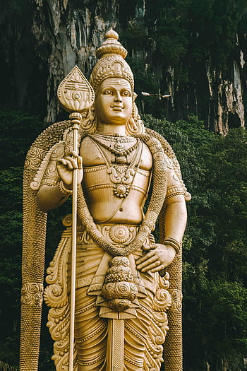 pane Murugane, Batu jeskyně, kuala lumpur, malajsie, zlatá socha, Socha lorda Murugana, Socha v jeskyních Batu, Gombak, hinduistické božstvo, náboženská socha, jeskynní chrám
