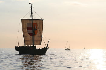 nave, nave vichinga, vela, tramonto, natura, rostock, Warnemünde, mare Baltico