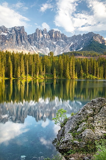 italy, karersee, lago Di Carezza, dolomites, mountain Lake, south-tirol, lake, alps, water, mountains, recreation