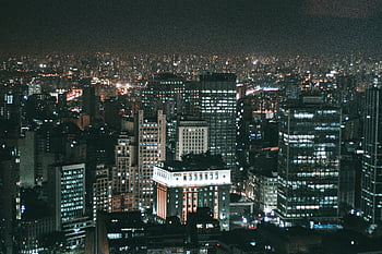 Nacht Stadtbild, Sao Paulo, beleuchtete Stadt, Wolkenkratzer, städtisches Leben, Nachtsicht, Lichter der Stadt, geschäftige Stadt, städtische Skyline, Nachtfotografie, Stadtbildfotografie