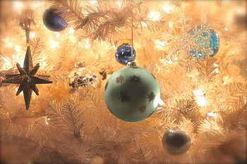 Christmas tree, assorted-color baubles, colorful ornaments, glowing lights, close-up, decorated Christmas tree, festive decorations, holiday decor, ornaments, baubles, tree decorations