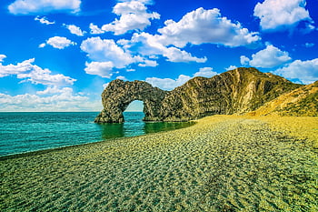 oblouk, pláž, oceán, skály, Příroda, pobřeží, durdle dveře, dorset, Anglie, přímořská krajina, mezník