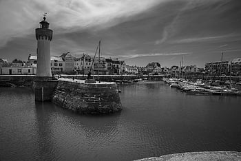 port, lighthouse, sea, boat, landscape, nature, morbihan
