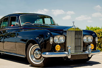 Rolls Royce, luxusní auto, Černá Vintage, Klasická elegance, čisté nebe, Vintage Rolls Royce, luxusní vozidlo, klasické auto, rohlíky royce auto, Historické auto, luxusní automobil