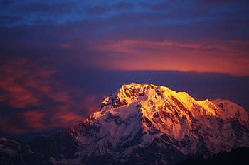 mountain, alps, snow-covered Mountain, massiff, annapurna, sunrise, snow Mountain, himalaya, sky, landscape, nature