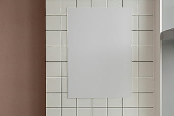 papel vacío, pared de azulejos, póster blanco en blanco, interior moderno, azulejos blancos, colgar en la pared, diseño minimalista, diseño de interiores, cartel en blanco, Fondo blanco, entorno moderno