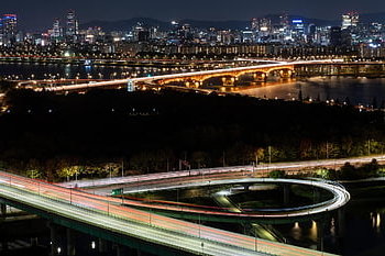 night View, bridge, river, building, road, gloominess, night, seoul, korea