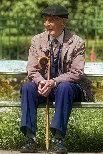 adam, kıdemli, portre, erkek, oğlan, yaşlı, yaşça büyük, oturma, park