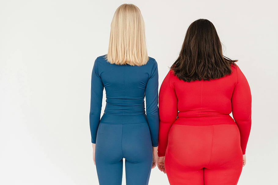 diversity, fitness, body types, colorful activewear, unrecognizable women, different body types, showcasing diversity, activewear, women fitness, body positivity, health and wellness