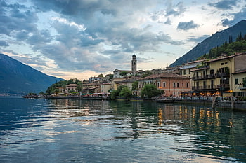 porta, lago, architettura, vacanze, acqua, nuvole, Paradiso, montagna, case, costruzione, paesaggio
