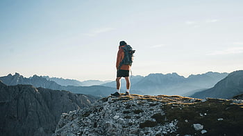 reisende, fjelltopp, landskap, Lone turgåer, Italias fjell, rolig landskap, ryggsekk, utendørs eventyr, natur, reisefotografering, naturskjønn utsikt
