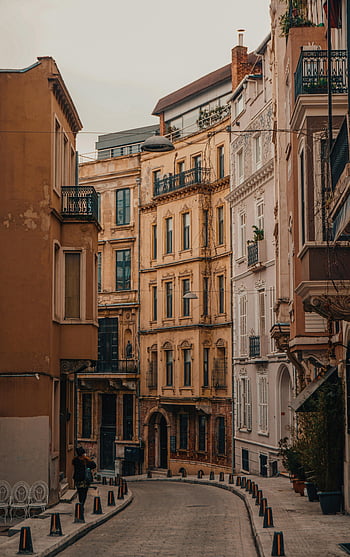 Istanbulské ulice, historické architektury, Urban Charm, úzké ulice, krásné budovy, panoráma města, Street View, historické budovy, městské scény, městský život, pouliční fotografie