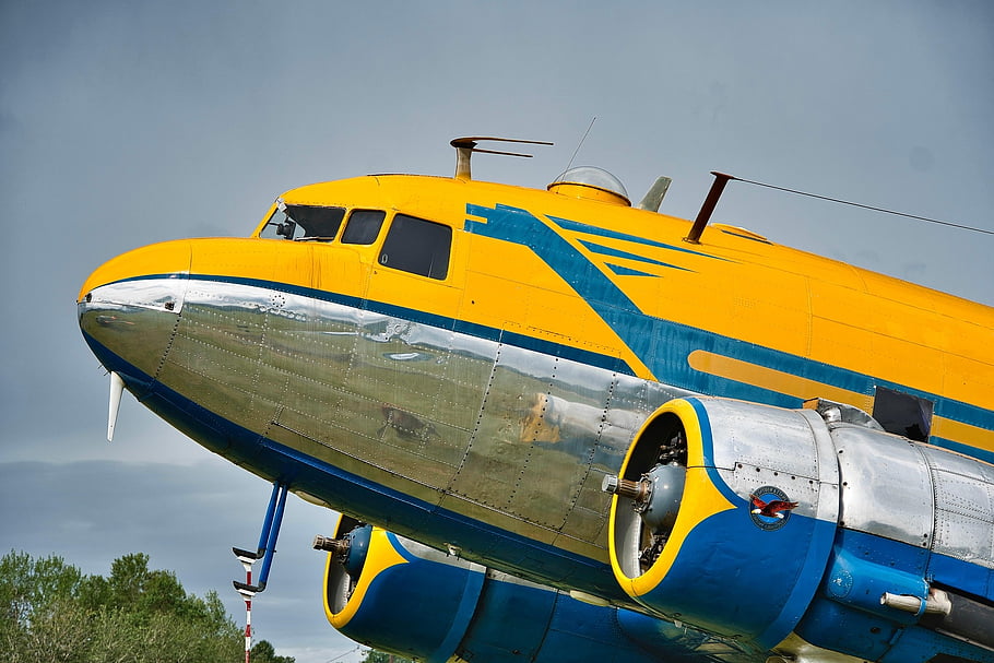 plane, aviation, engine, dc-3, aircraft, oldtimer, retro, vintage, nostalgia, classic