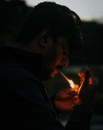 man, smoking, evening, cigarette, night, outdoors, human, cigar, low Light