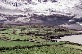 sea, grasslands, hill, ireland, meadow, landscape, nature, scotland, lighthouse, water, england