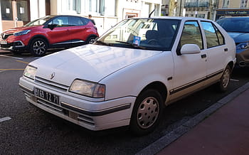 renault, 19, 1992, auto, chalon sur saone, 1,9 dt, 90 hp, bílý, zaparkováno, ulice, vozidlo