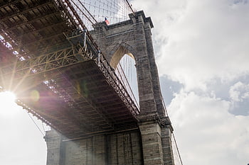 Brooklynský most, Příroda, nyc, New York, New York City, brooklyn, sunburst, mraky, nebe